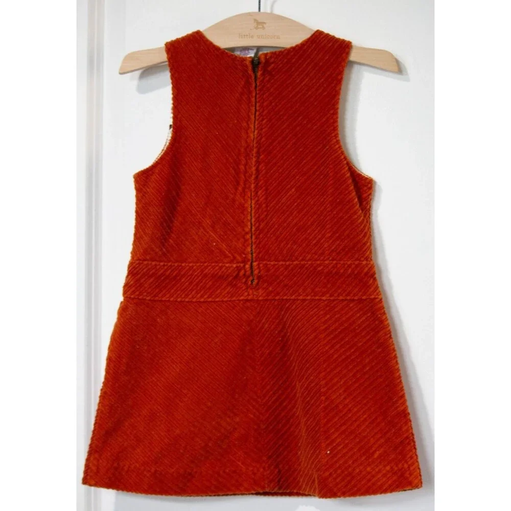 Vintage Gymboree Cute As A Button Corduroy Pinafore Jumper Dress Rust Size 3